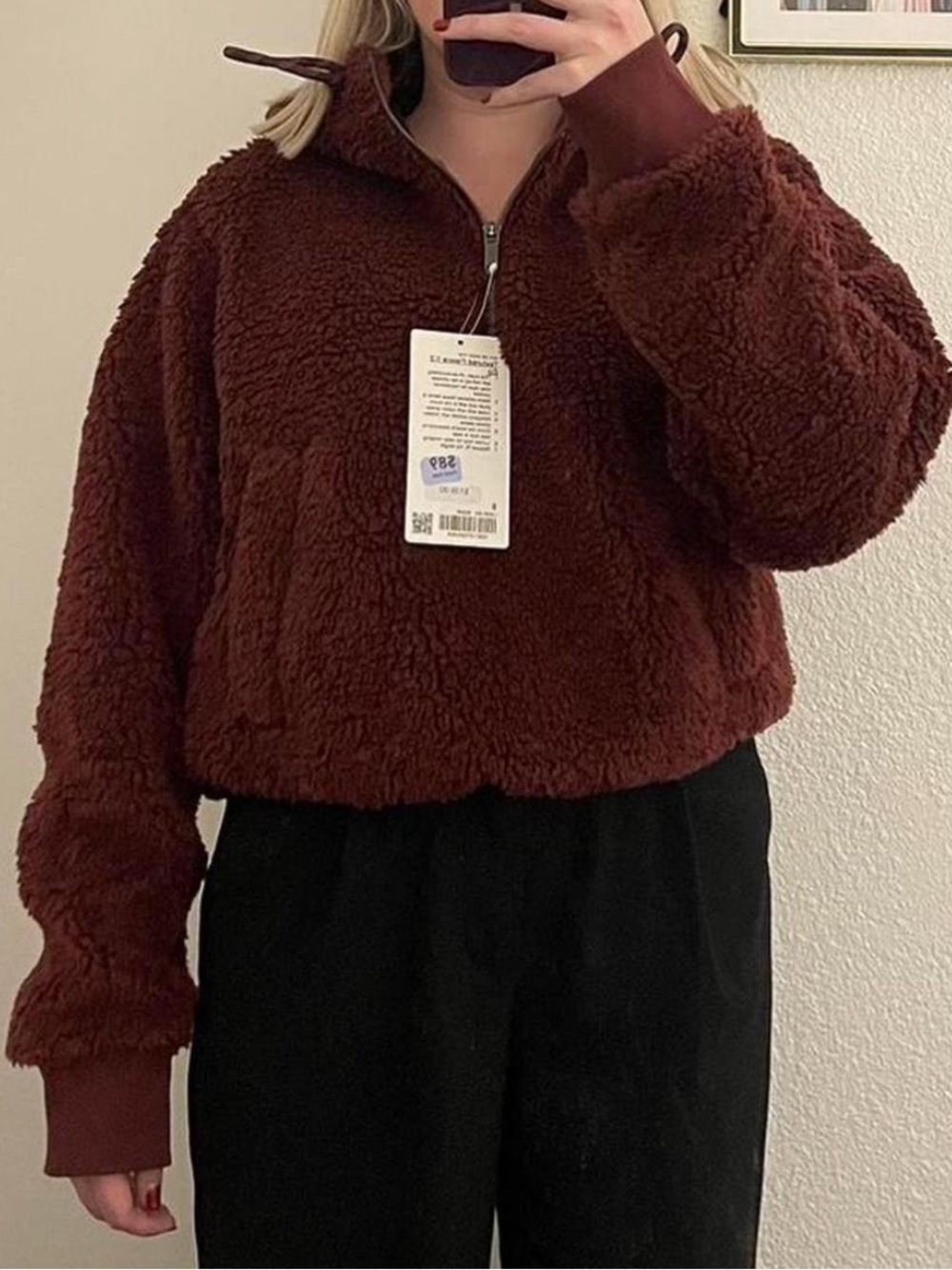 Lululemon burgundy fleece half zip hoodie